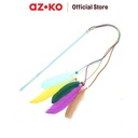 AZKO Paws N Tail Mainan Kucing Stick Dengan Feathers - Biru Mainan Bulu-Buluan Anabul Pvc Cat Interactive Toys Permainan Aktif Anabul
