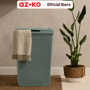 AZKO Stora 42.5X35.5X62 cm Keranjang Laundry - Hijau Terra Tempat Baju Pakaian Kotor Wadah Cucian Laundry Basket Perlengkapan Rumah Tangga