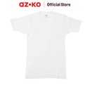 AZKO Alph Tshirt Basic Men White M Pakaian Kasual Tee Shirt Baju Tanpa Kerah Atasan Lengan Pendek Polos Fashion Pria