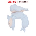 AZKO Passport Bantal Leher Travel 2In1 Dolphin - Biru Neck Cushion Travel Bantal Mobil U-Neck Car Pillow Sandaran Leher