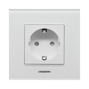 AZKO Krisbow Stop Kontak Dinding Glass Frame - Putih Wall Socket Electric Socket Terminal Colokan Listrik Kotak Kontak Peralatan Elektronik