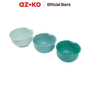 AZKO Kris Set 3 Pcs Mangkuk Adonan - Hijau Mangkok Baskom Adonan Food Grade Dough Mixing Bowl Wadah Hidangan Peralatan Masak Perlengkapan Dapur