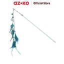 AZKO Paws N Tail Mainan Kucing Stick Dengan Feathers - Biru