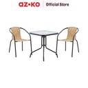 AZKO Soleil Set 3 Pcs Natura Kursi & Meja Teras Bistro Wicker Balcony Table Chair Furniture Outdoor Serbaguna Furnitur Rumah Tempat Duduk Kursi Halaman