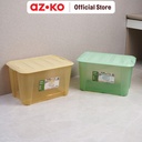 AZKO Stora 62.8X43.1X36.8 cm Kotak Penyimpanan Dengan Tutup & Roda - Hijau Kotak Serbaguna Plastik Wadah Simpan Storage Box Dengan Handle Boks Organizer