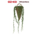 AZKO Forhom Tanaman Artifisial Gantung Bean Leaves Dengan Pot Keranjang Tumbuhan Tanaman Buatan Dekorasi Plant Sintetis Pajangan Rumah Serbaguna Hiasan Properti Foto