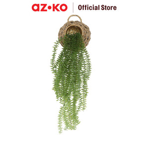 AZKO Forhom Tanaman Artifisial Gantung Huperzia Dengan Pot Keranjang Tumbuhan Tanaman Buatan Dekorasi Plant Sintetis Pajangan Rumah Serbaguna Hiasan Properti Foto