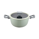 AZKO Kris 24 cm Linea Panci Casserole Dengan Tutup - Hijau Pot Masak Sup Food Grade Panci Kuah Perlengkapan Dapur Peralatan Masak Cookware
