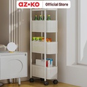 AZKO Stora Kassy Rak Troli 4 Tingkat Slim - Putih Tempat Penyimpanan Multifungsi Dengan Roda Storage Trolley Wheels Rack Perlengkapan Rumah Tangga