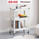AZKO Stora Kenta Rak Troli 3 Tingkat - Putih Tempat Penyimpanan Multifungsi Dengan Roda Storage Trolley Wheels Rack