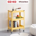 AZKO Stora Kenta Rak Troli 3 Tingkat - Kuning Tempat Penyimpanan Multifungsi Dengan Roda Storage Trolley Wheels Rack