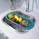 AZKO Stora Rak Saringan Wastafel Dapur Retractable - Abu-Abu Food Strainer Perlengkapan Dapur Tirisan Pencuci Buah Dan Sayur