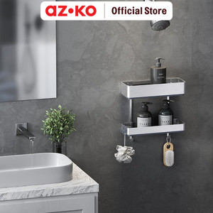 AZKO Stora Rak Dinding Kaman Mandi Aluminium Wk820435 Shower Wall Shelf Organizer Tempat Sampo Sabun Rak Tembok Serbaguna Aksesoris Kamar Mandi Furniture Indoor Rumah