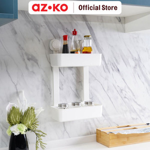 AZKO Stora 27.3X14.3X43.5 cm Rak Dapur 2 Tingkat - Putih Organizer Penyimpanan Toples Bumbu Serbaguna Spices Rack Tempat Bumbu Perlengkapan Dapur Kitchen Tools