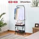 AZKO Stora Gantungan Pakaian Dengan Keranjang Lipat - Hitam Stand Hanger Gantungan Baju Berdiri Clothes Organizer Standing Clothing Rack