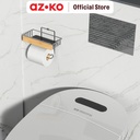 AZKO Stora Rak Dinding Kamar Mandi Dengan Holder Tisu Chrome Shower Wall Shelf Organizer Tempat Sampo Sabun Rak Tembok Serbaguna Aksesoris Kamar Mandi Furniture Indoor Rumah