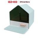 AZKO Paws N Tail Villa Toilet Kucing Dengan Tray - Biru Cat Toilet Tempat Kotoran Kucing Bak Pasir Kucing Aksesoris Hewan Peliharaan