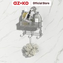 AZKO Stora Rak Gantung Kamar Mandi Dengan Pengait Wk820103R Shower Wall Shelf Organizer Tempat Sampo Sabun Rak Tembok Serbaguna Aksesoris Kamar Mandi Furniture Indoor Rumah