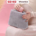AZKO Ataru Pouch Fur - Abu-Abu Kantong Organizer Serbaguna Tempat Pensil Pulpen Alat Make Up Pouch Kosmetik