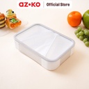 AZKO Ataru 1 ltr Kotak Makan 3 Sekat Rectangle - Putih/Abu-Abu Lunch Box Food Grade Food Box Dengan Clip Kotak Bekal Makan Bpa Free Wadah Makanan