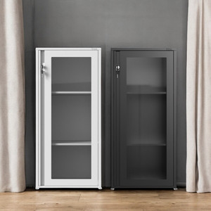 AZKO Stora Kala Kabinet Kantor Besi Pintu Kaca Lemari Kabinet Office Cabinet Penyimpanan Indoor Furniture Kantor Sekolah - Hitam
