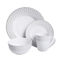 AZKO Delicia Set Premium Perlengkapan Makan Vektor Dinner Set Plate Aesthetic Eating Utensils Peralatan Makan Set Piring Gelas Mangkok - Abu-abu