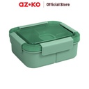 AZKO Ataru 1.3 ltr Kotak Makan 3 Sekat Square - Hijau Lunch Box Food Grade Food Box Kotak Bekal Makan Bpa Free Wadah Makanan