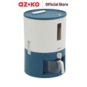 AZKO Kris 6 kg Tempat Beras Rotary - Putih/Biru Rice Container Food Grade Kotak Beras Wadah Penyimpanan Beras Perlengkapan Dapur