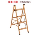 AZKO Fixsteps 1.1 mtr Tangga Lipat Aluminium Slim Motif Kayu 4 Step Multifunction Household Ladder Peralatan Rumah Tangga Tangga Buka Tutup Foldable Ladder