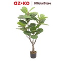AZKO Arthome 115 cm Tanaman Artifisial Fiddle Fig Dengan Pot Tumbuhan Tanaman Buatan Dekorasi Plant Sintetis Pajangan Rumah Serbaguna Hiasan Properti Foto