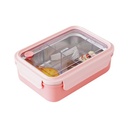 AZKO Kris 1.1 ltr Kotak Makan 3 Sekat Lunch Box Food Grade Food Box Dengan Clip Kotak Bekal Makan Wadah Makanan - Pink