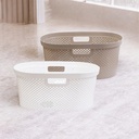 AZKO Stora 58X37.5X26.5 cm Keranjang Laundry Oval Tempat Baju Pakaian Kotor Wadah Cucian Laundry Basket Perlengkapan Rumah Tangga - Putih
