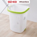AZKO Stora 60 ltr Keranjang Laundry Dengan Roda - Putih/Hijau Tempat Baju Pakaian Kotor Wadah Cucian Laundry Basket Perlengkapan Rumah Tangga