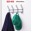 AZKO Stora 33X15.5X5.5 cm Gantungan Dinding 4 Kait - Hitam Pengait Multifungsi Tembok Clothes Hook Tempat Gantung Pakaian Barang Serbaguna