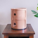 AZKO Stora Laci Penyimpanan Dengan Pintu Geser Round Multipurpose Drawer Tempat Organizer Laci Penyimpanan Alat Tulis Wadah Simpan Serbaguna - Pink, 2 Tingkat