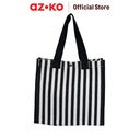 AZKO Passport Maggie Tote Bag Stripe - Hitam Tas Bahu Stylish Totebag Serbaguna Multifunctional Bag Tas Travel Praktis
