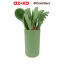 AZKO Kris Set 10 Pcs Peralatan Masak Dengan Holder - Hijau Avocado Cooking Utensils Set Peralatan Memasak Food Grade Spatula Sendok Saring Pengocok Adonan Perlengkapan Dapur