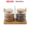 AZKO Kris 150 ml Set 2 Pcs Masala Tempat Bumbu Dapur Kaca Set Spice Jar Rack Tempat Penyimpanan Bumbu Perlengkapan Dapur Seasoning Jar Set
