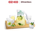 AZKO Delicia Set 6 Pcs Teko & Gelas Dengan Nampan Frosty Set Water Jug With Glass And Tray Pitcher Dengan Tutup Dan Handle Wadah Penyimpanan Air Peralatan Minum