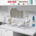 AZKO Stora Maxim Rak Piring 2 Tingkat - Silver Dish Rack Tempat Peralatan Makan Perlengkapan Dapur Rak Pengering Alat Makan