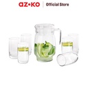 AZKO Delicia Set 7 Pcs Rensa Teko Minum & Gelas Set Water Jug With Glass Pitcher Dengan Tutup Dan Handle Wadah Penyimpanan Air Peralatan Minum