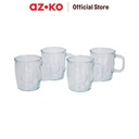 AZKO Delicia 350 ml Set 4 Pcs Gravar Mug Kaca Gelas Kaca Dengan Handle Cup Wadah Minuman Perlengkapan Dapur Peralatan Minum