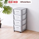 AZKO Stora Rak Troli 4 Tingkat Dengan Keranjang - Putih Tempat Penyimpanan Multifungsi Dengan Roda Storage Trolley Wheels Rack Perlengkapan Rumah Tangga Basket Drawer