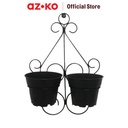AZKO Arthome 40 cm Rak Tanaman Gantung 2 Pot Plant Rak Rak Tumbuhan Serbaguna Peralatan Berkebun Pot Gantung