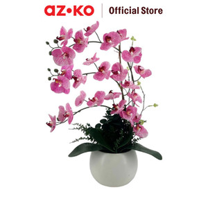 AZKO Arthome 29 cm Bunga Artifisial Orchid Dengan Pot - Ungu Tumbuhan Buatan Bunga Hias Cantik Sintetis Tanaman Artificial Dekorasi Flower Pajangan Rumah Serbaguna Hiasan Properti Foto