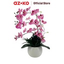 AZKO Arthome 29 cm Bunga Artifisial Orchid Dengan Pot - Ungu Tumbuhan Buatan Bunga Hias Cantik Sintetis Tanaman Artificial Dekorasi Flower Pajangan Rumah Serbaguna Hiasan Properti Foto