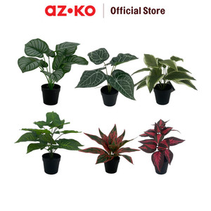 AZKO Arthome 29 cm Tanaman Artifisial Big Leaf Dengan Pot - Hijau Tumbuhan Tanaman Buatan Dekorasi Plant Sintetis Pajangan Rumah Serbaguna Hiasan Properti Foto