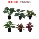 AZKO Arthome 29 cm Tanaman Artifisial Big Leaf Dengan Pot - Hijau Tumbuhan Tanaman Buatan Dekorasi Plant Sintetis Pajangan Rumah Serbaguna Hiasan Properti Foto