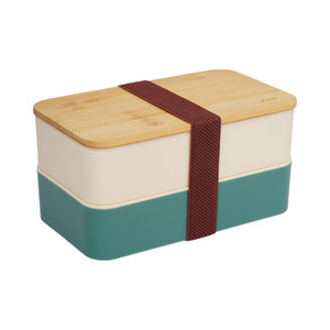 AZKO Kris Miku Kotak Makan 2 Tingkat Lunch Box Lunch Box Food Grade Food Box Kotak Bekal Makan Bpa Free Wadah Makanan - Biru/Abu-abu