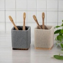 AZKO Stora Tempat Sikat Gigi Polyresin Toothbrush Holder Organizer Alat Pembersih Gigi Wadah Odol Aksesoris Kamar Mandi - Krem